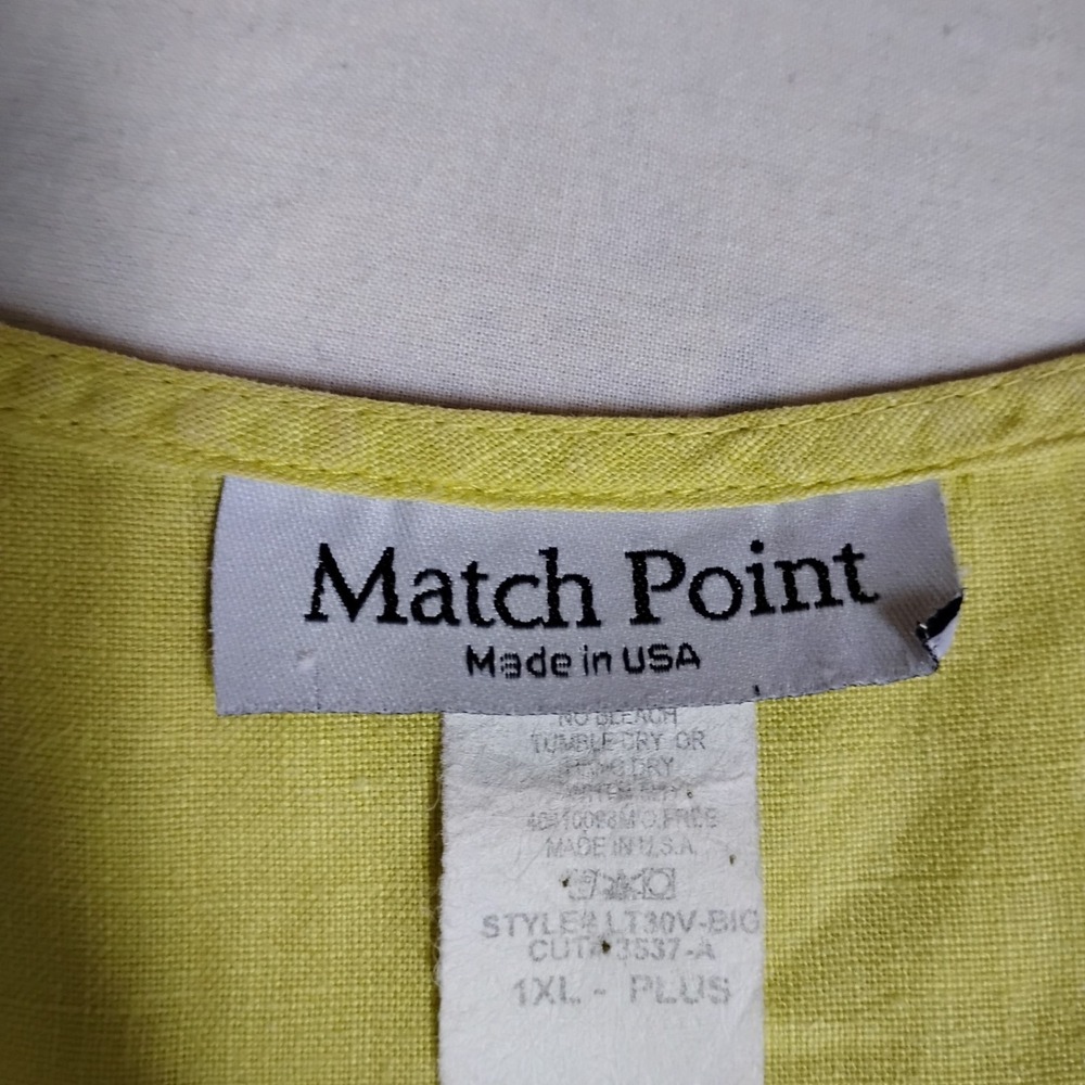 Match Point USA Top 1x Linen Shell Capsule Layering Artsy Lagenlook Office - Picture 3 of 10